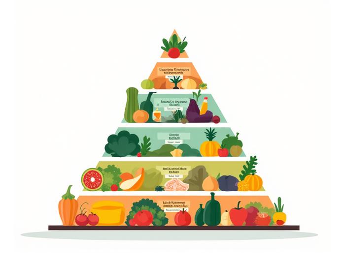 Pirâmide alimentar otimizada para saúde hormonal masculina, com foco em proteínas, gorduras saudáveis e vegetais densos.