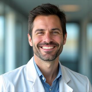 Dr. João Silva, especialista em saúde masculina, sorrindo e confiante.