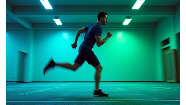 Atleta realizando um sprint de alta intensidade, simbolizando o treino HIIT adaptado.