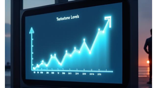 Gráfico de níveis hormonais com seta para cima, simbolizando otimização